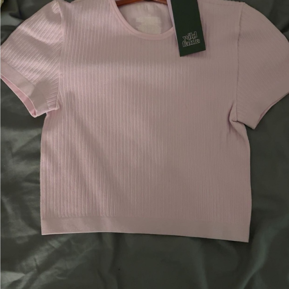 Wild Fable Pink Ribbed Boxy T-Shirt